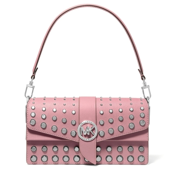 🔹️ Michael Kors Greenwich Medium royal pink stud Convertible Shoulder bag ✨️🩷 - Picture 3 of 9